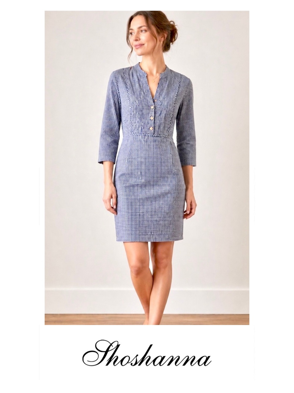 Shoshanna Blue and White Gingham Dress, Size 6